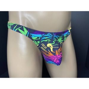 Starwear Palm Beach Miami Print Thong Bikini - Size Large